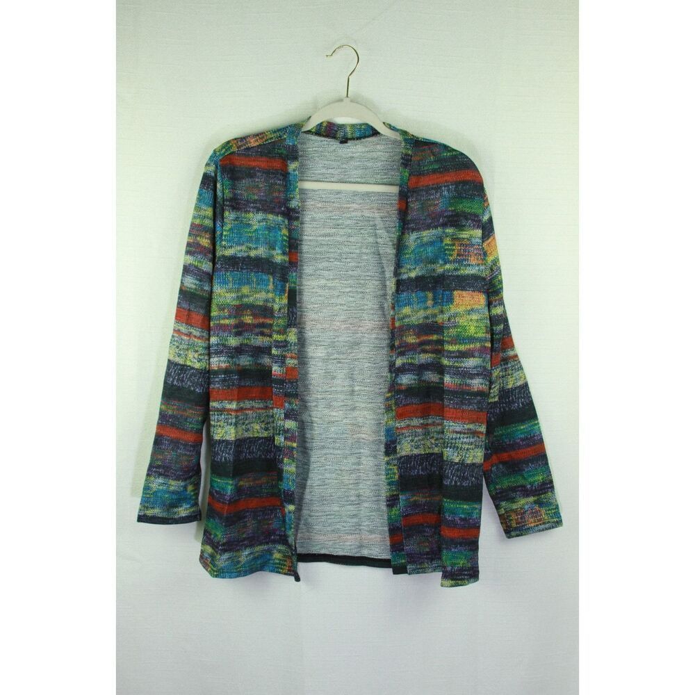 Women's Open Wrap Top Size Large Long Sleeve Colorful Summer Lightweight